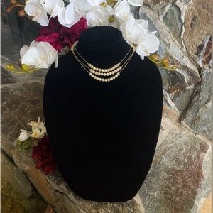 Vintage Imitation Pearl and Gold-Tone Necklace